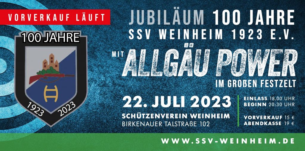 Die große 100-Jahrfeier des SSV Weinheim in der Schindkaut @ Die große 100-Jahrfeier des SSV Weinheim in der Schindkaut